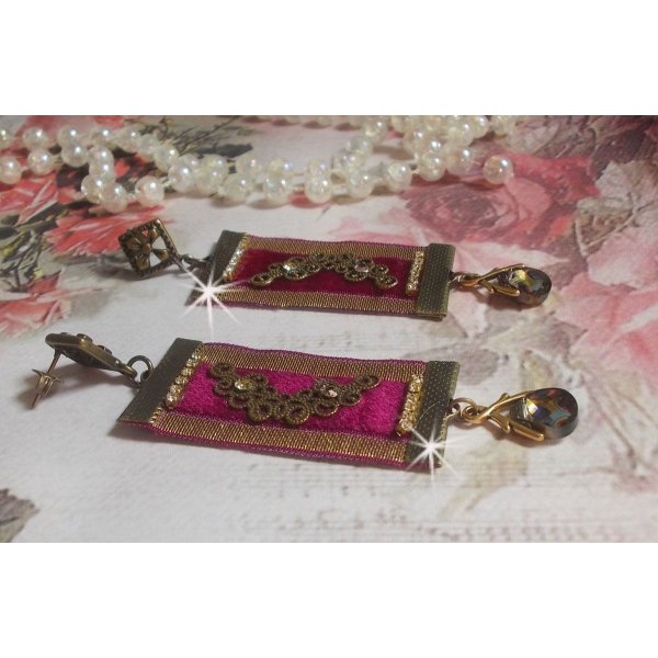 Vintage Arabesk BO gemaakt met Bordeaux vlechten, Swarovski kristallen en prachtige accessoires. 