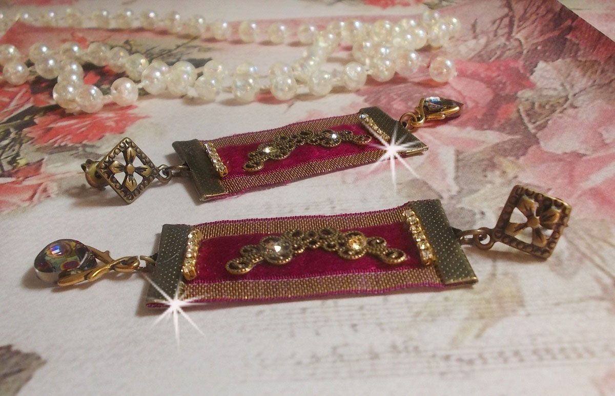 Vintage Arabesk BO gemaakt met Bordeaux vlechten, Swarovski kristallen en prachtige accessoires. 