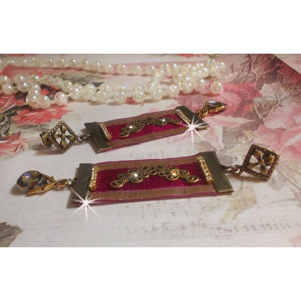 Vintage Arabesk BO gemaakt met Bordeaux vlechten, Swarovski kristallen en prachtige accessoires. 
