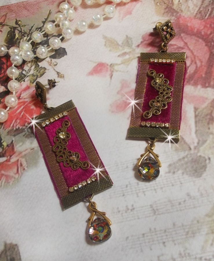Vintage Arabesk BO gemaakt met Bordeaux vlechten, Swarovski kristallen en prachtige accessoires. 
