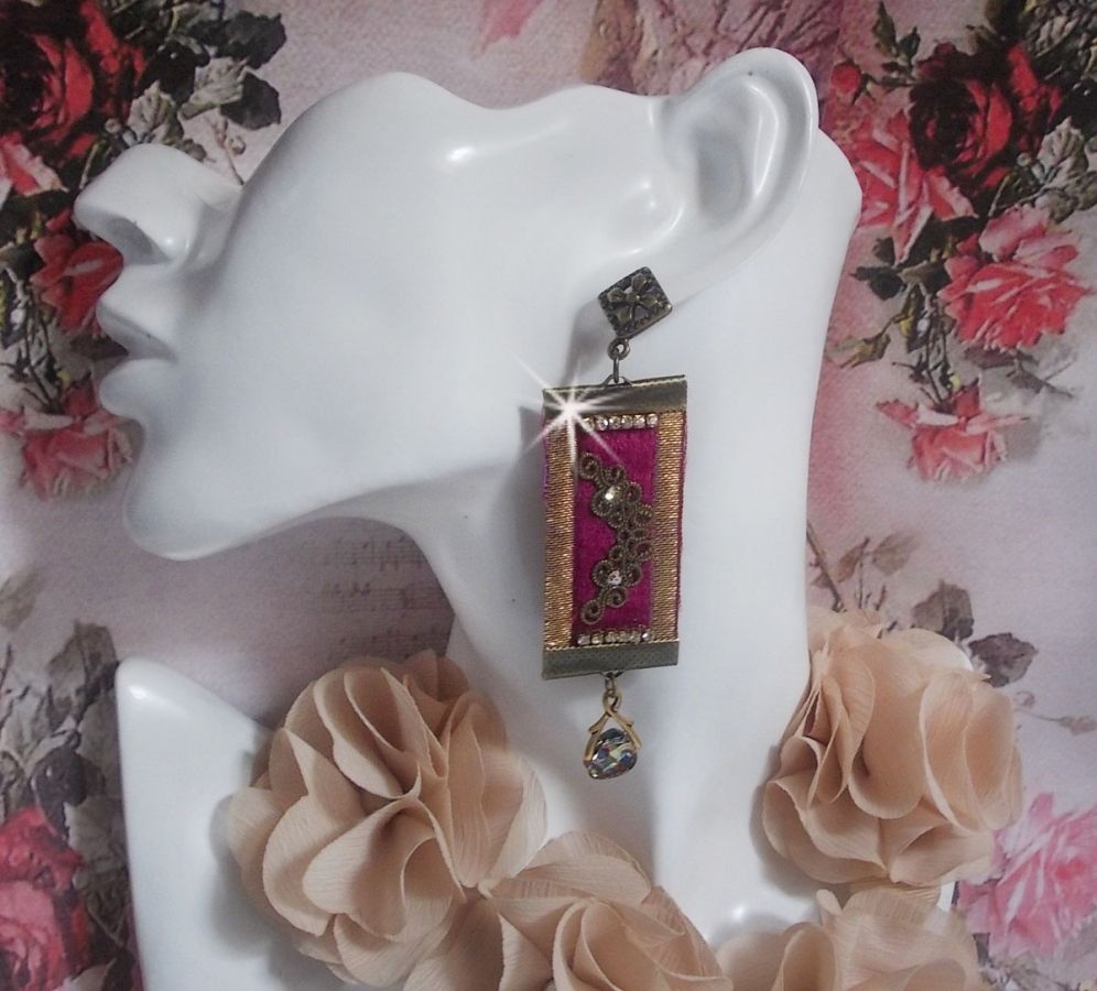Vintage Arabesk BO gemaakt met Bordeaux vlechten, Swarovski kristallen en prachtige accessoires. 