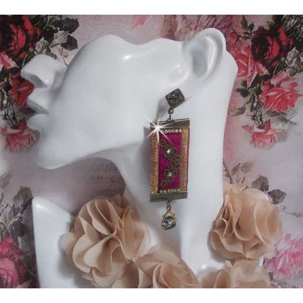 Vintage Arabesk BO gemaakt met Bordeaux vlechten, Swarovski kristallen en prachtige accessoires. 