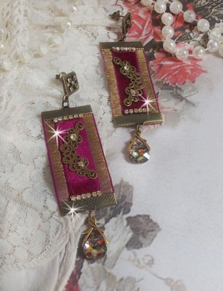 Vintage Arabesk BO gemaakt met Bordeaux vlechten, Swarovski kristallen en prachtige accessoires. 