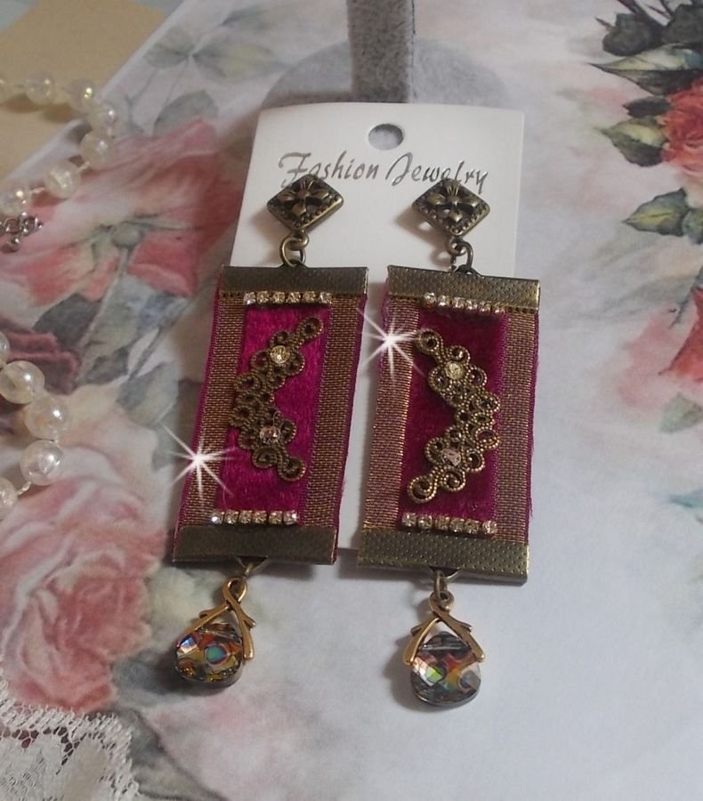 Vintage Arabesk BO gemaakt met Bordeaux vlechten, Swarovski kristallen en prachtige accessoires. 