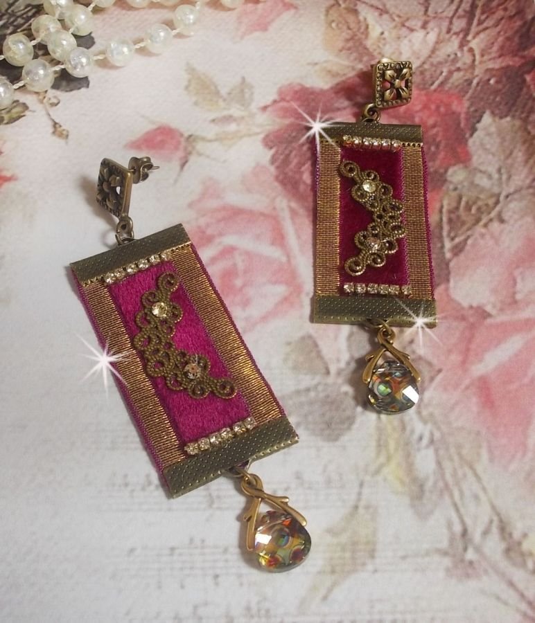 Vintage Arabesk BO gemaakt met Bordeaux vlechten, Swarovski kristallen en prachtige accessoires. 