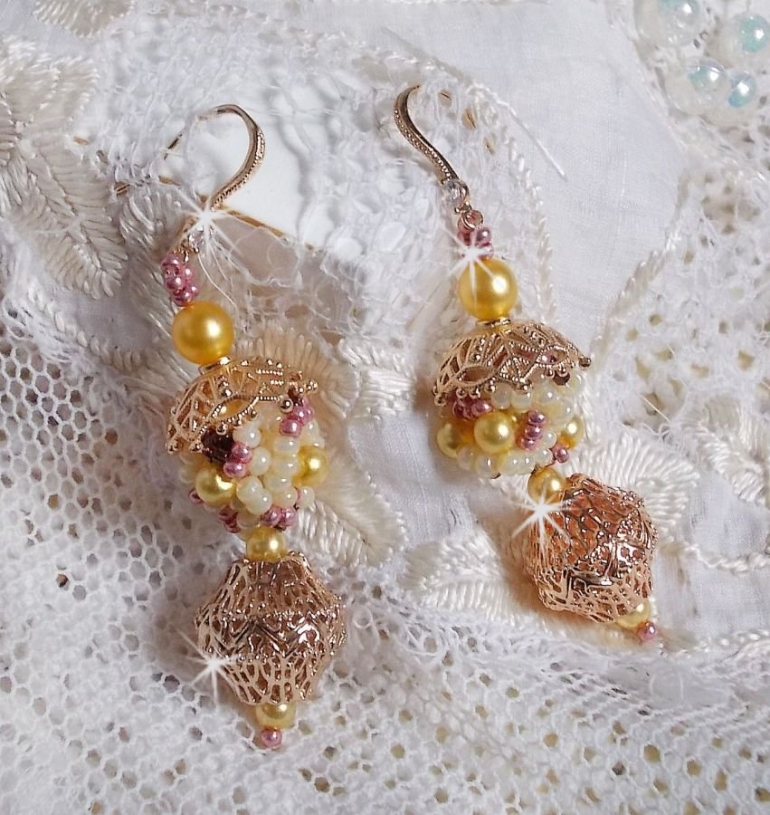 La Petite Robe Jaune oorbellen, een lichtgevende schittering met deze rocailles