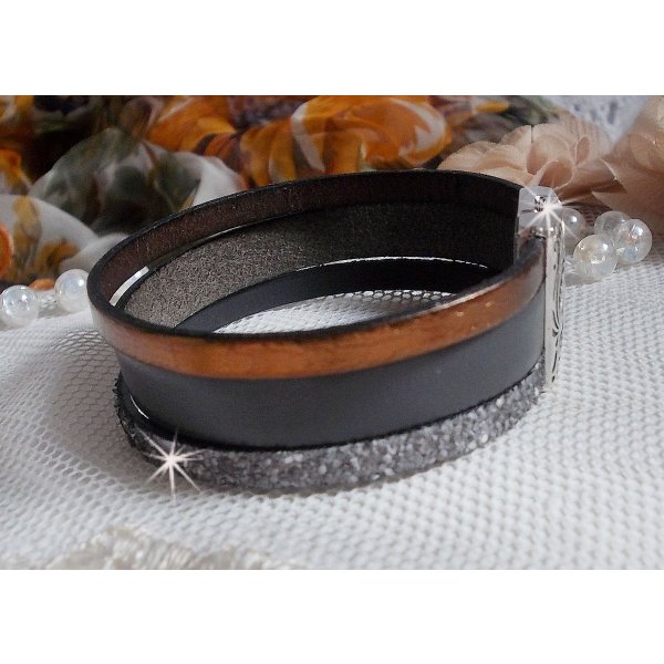 Bracelet Arnaud Homme avec des lacets de cuir et un fermoir aimant&eacute;