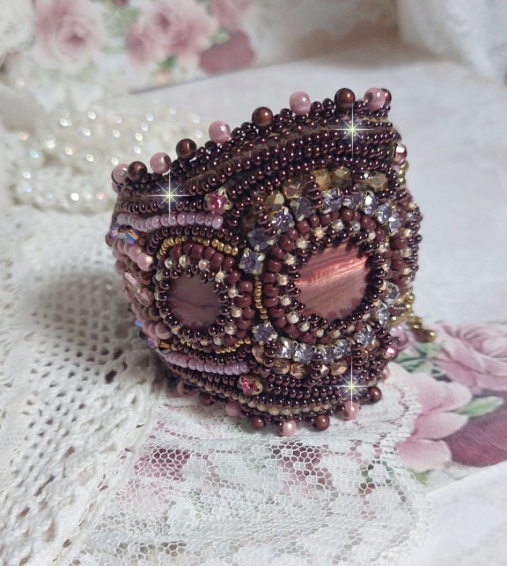 Romance manchet armband geborduurd met vintage stijl mahonie parels en rocailles