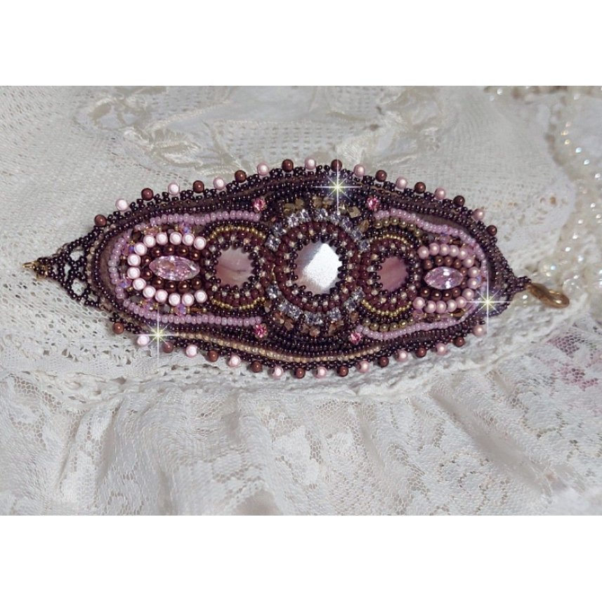 Romance manchet armband geborduurd met vintage stijl mahonie parels en rocailles