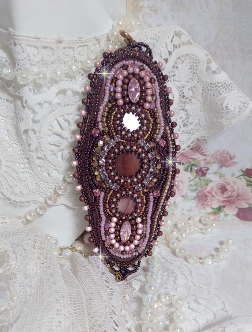 Romance manchet armband geborduurd met vintage stijl mahonie parels en rocailles