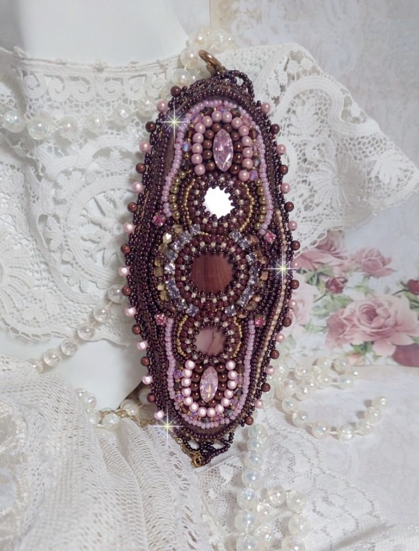 Romance manchet armband geborduurd met vintage stijl mahonie parels en rocailles