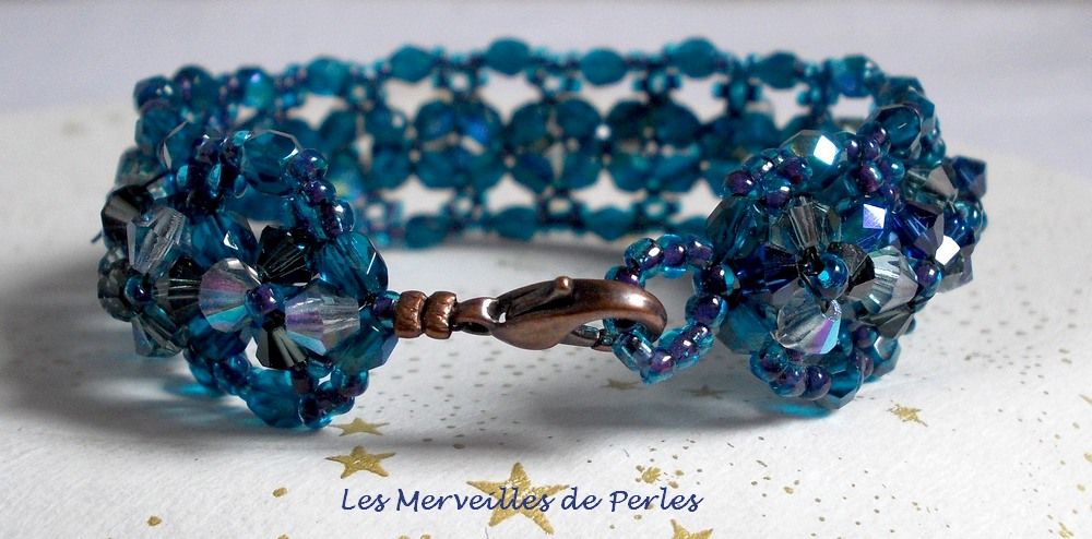 Belle de Nuit armband met bohemian glasfacetten en Swarovski kristallen tolletjes
