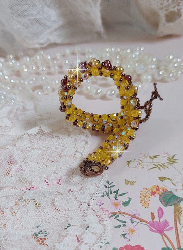 Soleil kralenarmband met glazen kralen en facetten