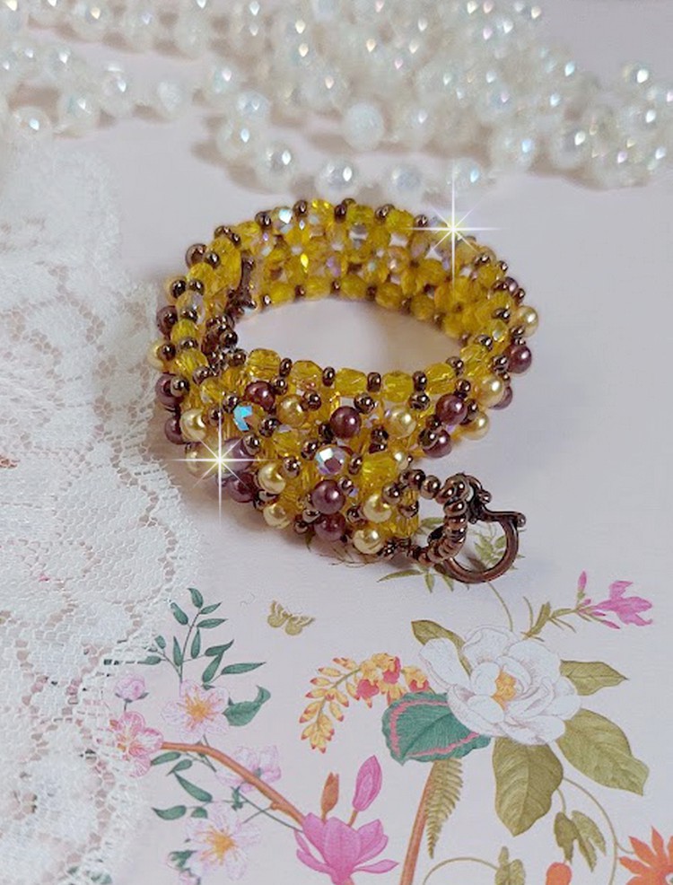 Soleil kralenarmband met glazen kralen en facetten