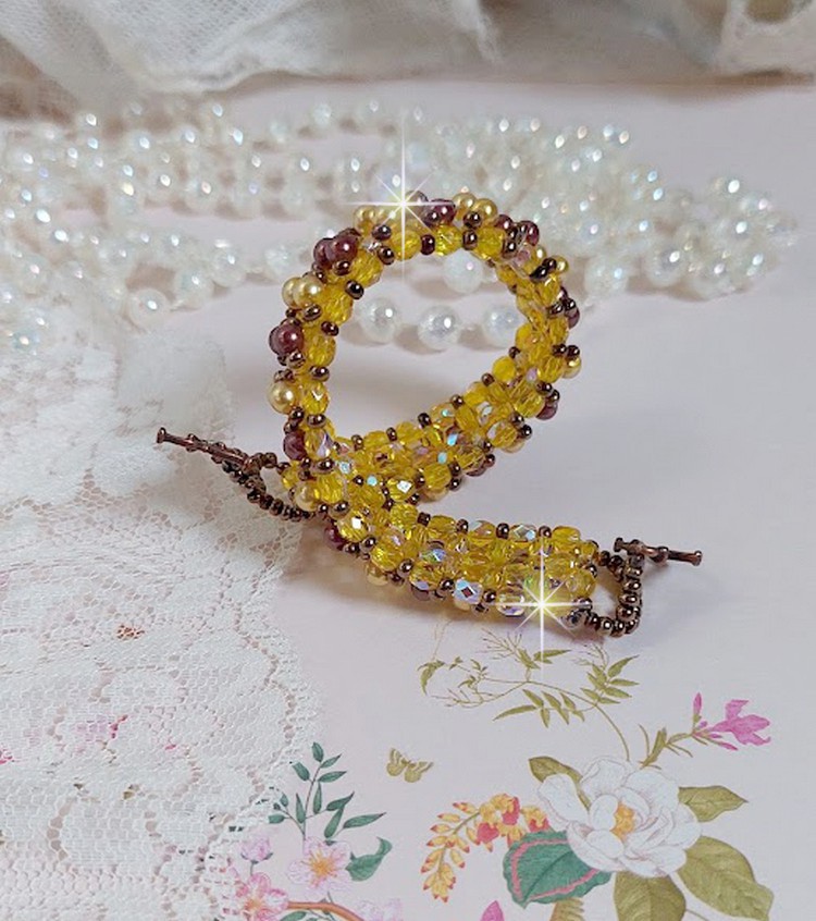 Soleil kralenarmband met glazen kralen en facetten