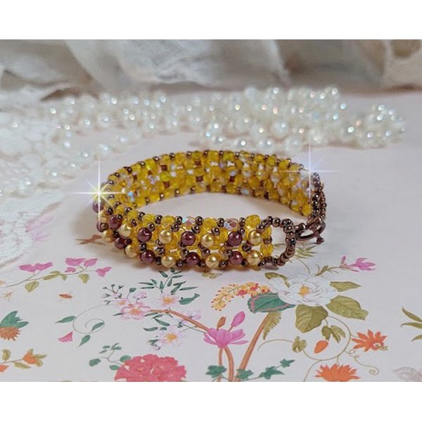Soleil kralenarmband met glazen kralen en facetten