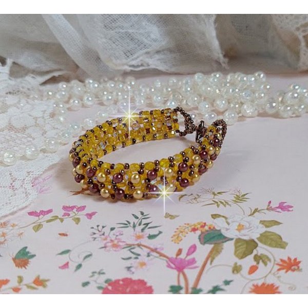 Soleil kralenarmband met glazen kralen en facetten