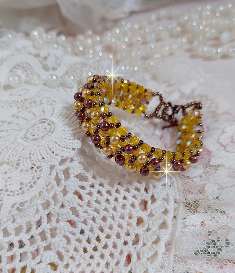 Soleil kralenarmband met glazen kralen en facetten