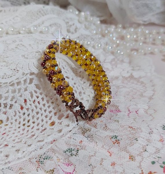 Soleil kralenarmband met glazen kralen en facetten