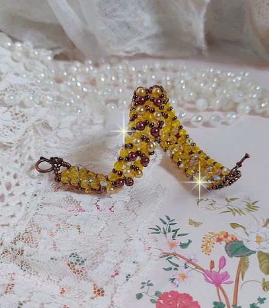 Soleil kralenarmband met glazen kralen en facetten