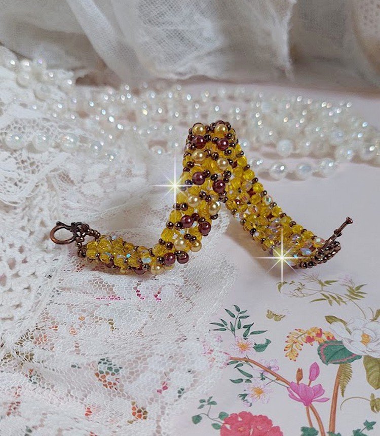 Soleil kralenarmband met glazen kralen en facetten