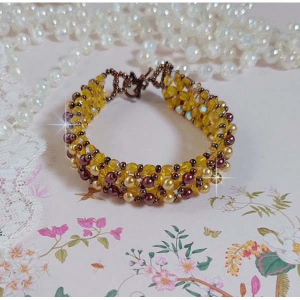 Soleil kralenarmband met glazen kralen en facetten