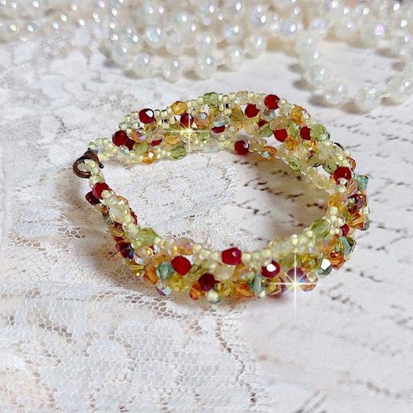 Provençaalse armband met Swarovski kristallen tollen en facetten