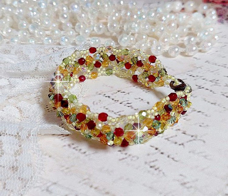 Provençaalse armband met Swarovski kristallen tollen en facetten