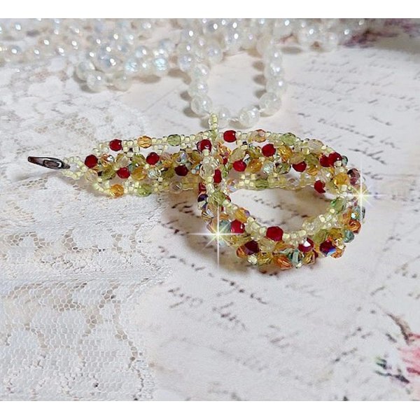 Provençaalse armband met Swarovski kristallen tollen en facetten