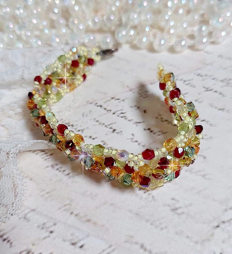 Provençaalse armband met Swarovski kristallen tollen en facetten
