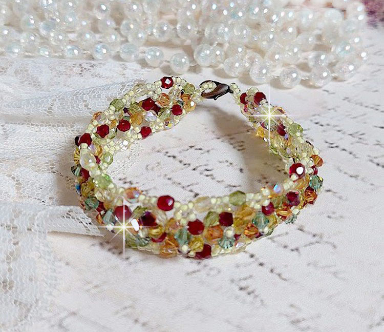 Provençaalse armband met Swarovski kristallen tollen en facetten