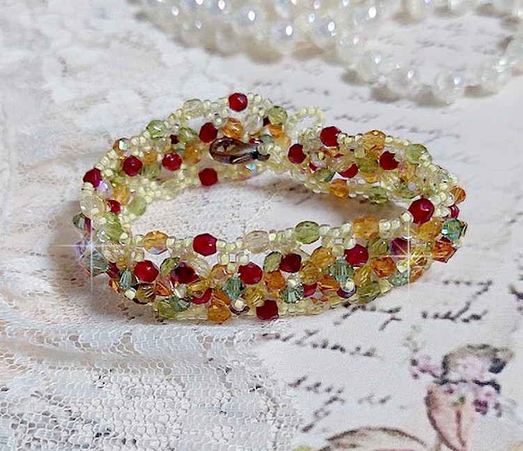 Provençaalse armband met Swarovski kristallen tollen en facetten