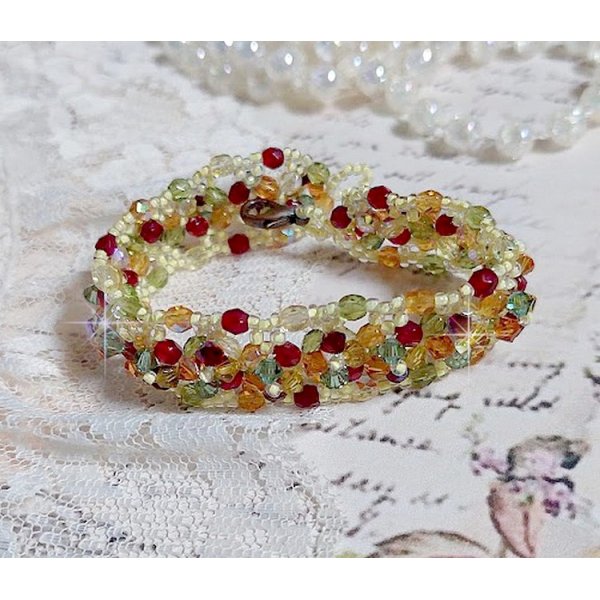 Provençaalse armband met Swarovski kristallen tollen en facetten