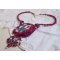 Ketting Enchantement d'Automne geborduurd met Bordeauxse parels, kant, diverse parels en rocailles