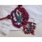 Ketting Enchantement d'Automne geborduurd met Bordeauxse parels, kant, diverse parels en rocailles