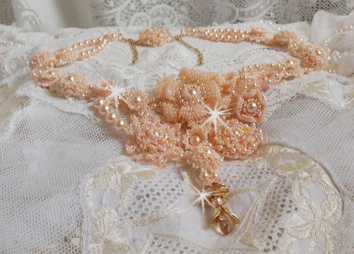 Idylle Beauté Haute-Couture ketting, alleen maar Swarovski-parels en rocailles. 