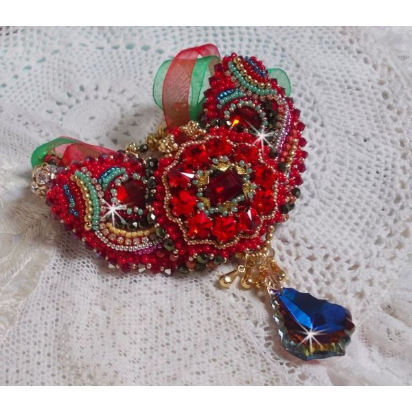 Mia Haute-Couture Barok/Vintage halsketting geborduurd met Swarovski kristallen, verguld, diverse kwaliteitskralen