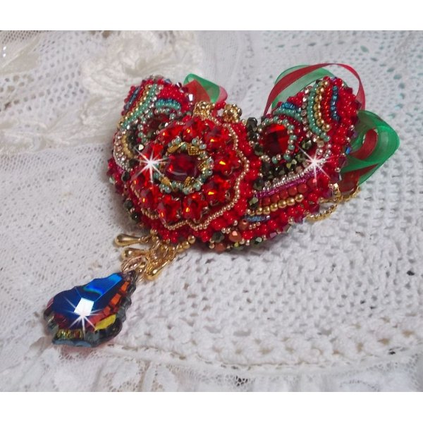 Mia Haute-Couture Barok/Vintage halsketting geborduurd met Swarovski kristallen, verguld, diverse kwaliteitskralen