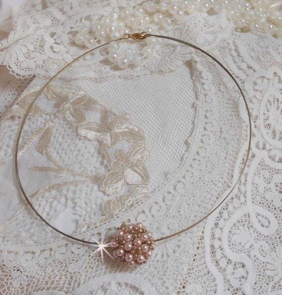 Parel bal hanger ketting met Swarovski kristallen parels