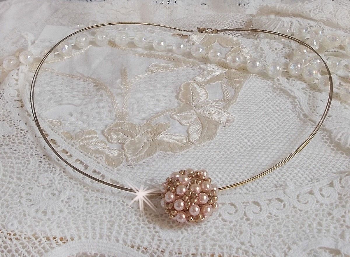 Parel bal hanger ketting met Swarovski kristallen parels
