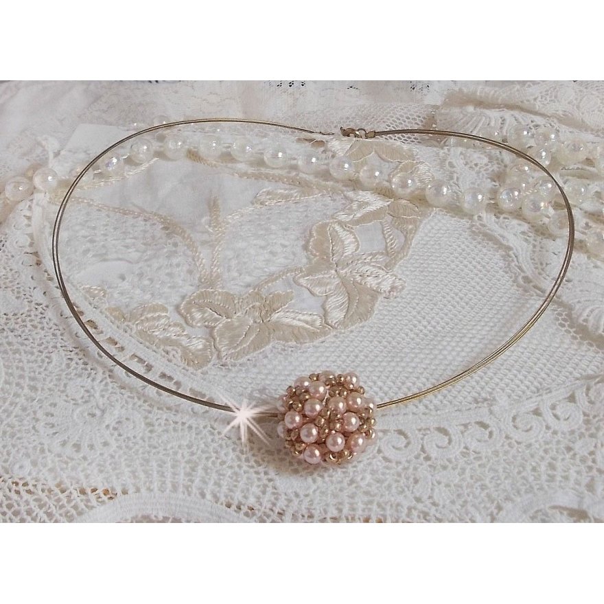 Parel bal hanger ketting met Swarovski kristallen parels