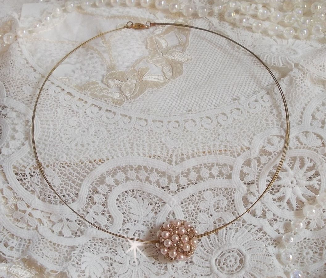Parel bal hanger ketting met Swarovski kristallen parels