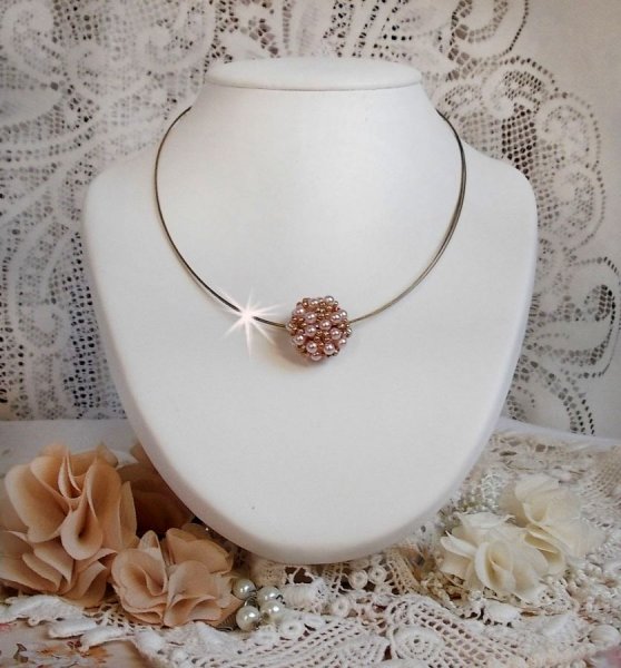 Parel bal hanger ketting met Swarovski kristallen parels