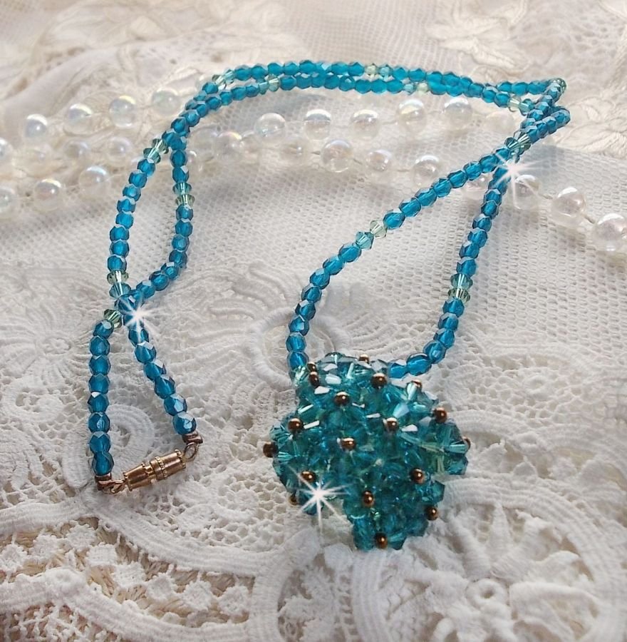 Smaragd hanger ketting met Swarovski kristallen spinners en facetten