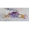 Laureline hanger ketting geborduurd met paars DMC katoen, Swarovski kristallen en matte bloemen.