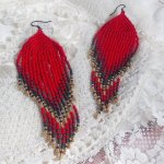 BO Red Swirls gemaakt met kwaliteitskralen en zwarte messing haken