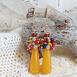 BO Dolce Vita en Jaune cr&eacute;&eacute;es avec pierres de gemme, crochets d&rsquo;oreilles argent 925 dor&eacute;