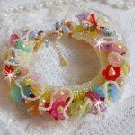 Garden Flowers armband met Swarovski kralen, Frosted bloemen, 3 micron vergulde sluiting
