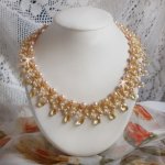 Charmeuse Champagne ketting met Swarovski kristallen en facetgeslepen glazen druppels