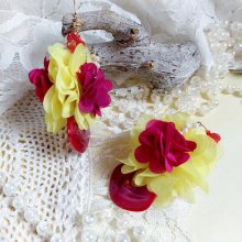 BO Secrets de la Provence créées avec fleurs mousseline soie, perles verres et Cristal Swarovski